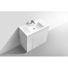 Load image into Gallery viewer, KUBEBATH Milano KFM36-GW 36&quot; Single Bathroom Vanity in High Gloss White with White Acrylic Composite, Integrated Sink, Countertop Closeup