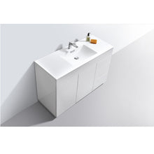 Load image into Gallery viewer, KUBEBATH Milano KFM48S-GW 48&quot; Single Bathroom Vanity in High Gloss White with White Acrylic Composite, Integrated Sink, Countertop Closeup