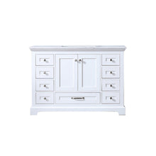 Load image into Gallery viewer, Lexora Dukes LD342248SADS000 48&quot; Single Bathroom Vanity in White with White Carrara Marble, White Rectangle Sink, Front View