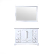 Load image into Gallery viewer, Lexora Dukes LD342248SADS000 48&quot; Single Bathroom Vanity in White with White Carrara Marble, White Rectangle Sink, with Mirror