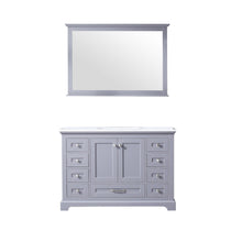 Load image into Gallery viewer, Lexora Dukes LD342248SBDS000 48&quot; Single Bathroom Vanity in Dark Grey with White Carrara Marble, White Rectangle Sink, with Mirror