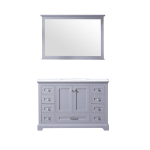 Lexora Dukes LD342248SBDS000 48" Single Bathroom Vanity in Dark Grey with White Carrara Marble, White Rectangle Sink, with Mirror