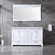 Lexora Dukes LD342260DADS000 60" Double Bathroom Vanity in White with White Carrara Marble, White Rectangle Sinks, Rendered with Mirror