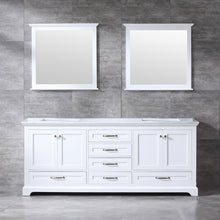 Load image into Gallery viewer, Lexora Dukes LD342280DADS000 80&quot; Double Bathroom Vanity in White with White Carrara Marble, White Rectangle Sinks, Rendered with Mirrors