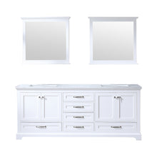 Load image into Gallery viewer, Lexora Dukes LD342280DADS000 80&quot; Double Bathroom Vanity in White with White Carrara Marble, White Rectangle Sinks, with Mirrors
