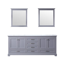 Load image into Gallery viewer, Lexora Dukes LD342280DBDS000 80&quot; Double Bathroom Vanity in Dark Grey with White Carrara Marble, White Rectangle Sinks, with Mirrors