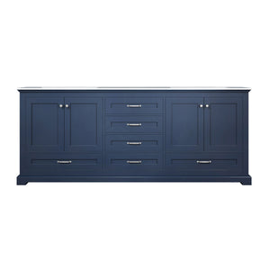 Lexora Dukes LD342280DEDS000 80" Double Bathroom Vanity in Navy Blue with White Carrara Marble, White Rectangle Sinks, Front View
