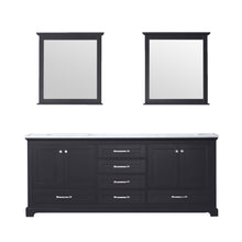 Load image into Gallery viewer, Lexora Dukes LD342280DGDS000 80&quot; Double Bathroom Vanity in Espresso with White Carrara Marble, White Rectangle Sinks, with Mirrors