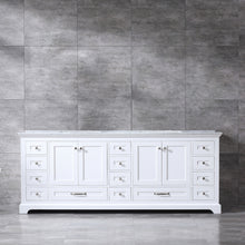 Load image into Gallery viewer, Lexora Dukes LD342284DADS000 84&quot; Double Bathroom Vanity in White with White Carrara Marble, White Rectangle Sinks, Rendered Front View