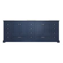 Load image into Gallery viewer, Lexora Dukes LD342284DEDS000 84&quot; Double Bathroom Vanity in Navy Blue with White Carrara Marble, White Rectangle Sinks, Front View