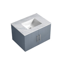 Load image into Gallery viewer, Lexora Geneva LG192230DBDS000 30&quot; Single Wall Mounted Vanity in Dark Grey with White Carrara Marble, Countertop View