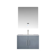 Load image into Gallery viewer, Lexora Geneva LG192230DBDS000 30&quot; Single Wall Mounted Vanity in Dark Grey with White Carrara Marble, with Mirror and Faucet