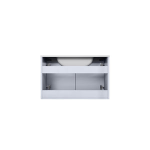 Lexora Geneva LG192230DMDS000 30" Single Wall Mounted Vanity in Glossy White with White Carrara Marble, Back View