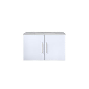Lexora Geneva LG192230DMDS000 30" Single Wall Mounted Vanity in Glossy White with White Carrara Marble, Front View