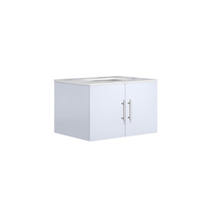 Lexora Geneva LG192230DMDS000 30" Single Wall Mounted Vanity in Glossy White with White Carrara Marble, Angled View