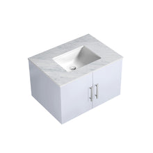 Load image into Gallery viewer, Lexora Geneva LG192230DMDS000 30&quot; Single Wall Mounted Vanity in Glossy White with White Carrara Marble, Countertop View