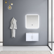 Load image into Gallery viewer, Lexora Geneva LG192230DMDS000 30&quot; Single Wall Mounted Vanity in Glossy White with White Carrara Marble, Rendered with Mirror