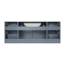 Load image into Gallery viewer, Lexora Geneva LG192248DBDS000 48&quot; Single Wall Mounted Bathroom Vanity in Dark Grey with White Carrara Marble, White Rectangle Sink, Back View