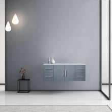 Load image into Gallery viewer, Lexora Geneva LG192248DBDS000 48&quot; Single Wall Mounted Bathroom Vanity in Dark Grey with White Carrara Marble, White Rectangle Sink, Rendered Front View