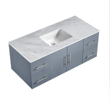 Load image into Gallery viewer, Lexora Geneva LG192248DBDS000 48&quot; Single Wall Mounted Bathroom Vanity in Dark Grey with White Carrara Marble, White Rectangle Sink, Countertop