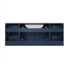 Load image into Gallery viewer, Lexora Geneva LG192248DEDS000 48&quot; Single Wall Mounted Bathroom Vanity in Navy Blue with White Carrara Marble, White Rectangle Sink, Back View
