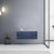 Lexora Geneva LG192248DEDS000 48" Single Wall Mounted Bathroom Vanity in Navy Blue with White Carrara Marble, White Rectangle Sink, Rendered Front View
