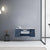 Lexora Geneva LG192248DEDS000 48" Single Wall Mounted Bathroom Vanity in Navy Blue with White Carrara Marble, White Rectangle Sink, Rendered Open Doors