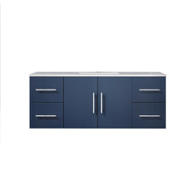 Load image into Gallery viewer, Lexora Geneva LG192248DEDS000 48&quot; Single Wall Mounted Bathroom Vanity in Navy Blue with White Carrara Marble, White Rectangle Sink, Front View