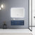 Lexora Geneva LG192248DEDS000 48" Single Wall Mounted Bathroom Vanity in Navy Blue with White Carrara Marble, White Rectangle Sink, Rendered with Mirror