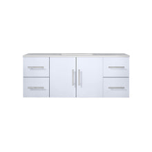 Load image into Gallery viewer, Lexora Geneva LG192248DMDS000 48&quot; Single Wall Mounted Bathroom Vanity in Glossy White with White Carrara Marble, White Rectangle Sink, Front View