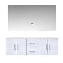 Load image into Gallery viewer, Lexora Geneva LG192260DMDS000 60&quot; Double Wall Mounted Bathroom Vanity in Glossy White with White Carrara Marble, White Rectangle Sinks, With Mirror