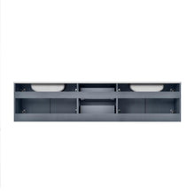 Load image into Gallery viewer, Lexora Geneva LG192272DBDS000 72&quot; Double Wall Mounted Bathroom Vanity in Dark Grey with White Carrara Marble, White Rectangle Sinks, Back View