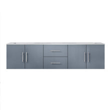 Load image into Gallery viewer, Lexora Geneva LG192272DBDS000 72&quot; Double Wall Mounted Bathroom Vanity in Dark Grey with White Carrara Marble, White Rectangle Sinks, Front View
