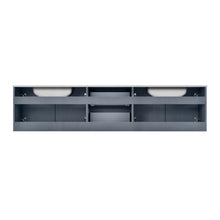 Load image into Gallery viewer, Lexora Geneva LG192280DBDS000 80&quot; Double Wall Mounted Bathroom Vanity in Dark Grey with White Carrara Marble, White Rectangle Sinks, Back View
