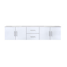 Load image into Gallery viewer, Lexora Geneva LG192280DMDS000 80&quot; Double Wall Mounted Bathroom Vanity in Glossy White with White Carrara Marble, White Rectangle Sinks, Front View
