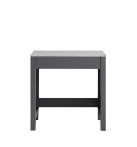 Lexora Jacques LJ302230BDSMTB 30" Make-Up Table in Dark Grey with White Carrara Marble, Front View