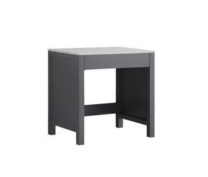Lexora Jacques LJ302230BDSMTB 30" Make-Up Table in Dark Grey with White Carrara Marble, Angled View