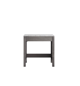 Lexora Jacques LJ302230DDSMTB 30" Make-Up Table in Distressed Grey with White Carrara Marble, Front View
