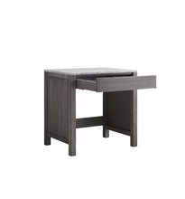 Load image into Gallery viewer, Lexora Jacques LJ302230DDSMTB 30&quot; Make-Up Table in Distressed Grey with White Carrara Marble, Open Drawer