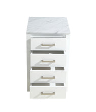 Load image into Gallery viewer, Lexora Jacques LJ322220ADSSCB 20&quot; Side Cabinet in White with White Carrara Marble, Open Drawers
