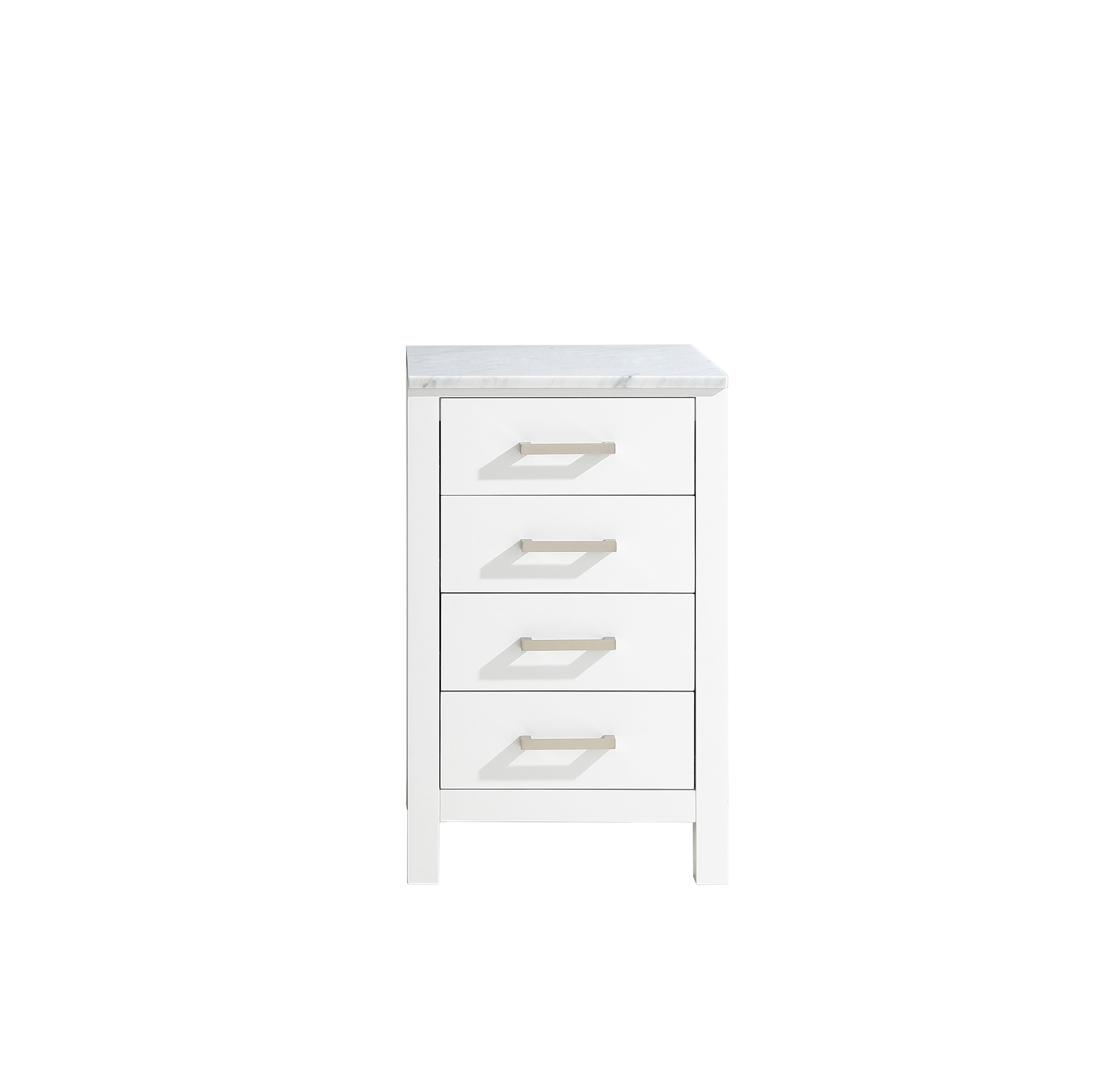 Lexora Jacques LJ322220ADSSCB 20" Side Cabinet in White with White Carrara Marble, Front View