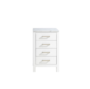 Lexora Jacques LJ322220ADSSCB 20" Side Cabinet in White with White Carrara Marble, Front View