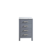 Load image into Gallery viewer, Lexora Jacques LJ322220BDSSCB 20&quot; Side Cabinet in Dark Grey with White Carrara Marble, Front View