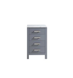 Lexora Jacques LJ322220BDSSCB 20" Side Cabinet in Dark Grey with White Carrara Marble, Front View