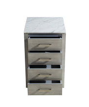 Load image into Gallery viewer, Lexora Jacques LJ322220DDSSCB 20&quot; Side Cabinet in Distressed Grey with White Carrara Marble, Open Drawers