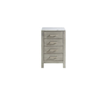 Load image into Gallery viewer, Lexora Jacques LJ322220DDSSCB 20&quot; Side Cabinet in Distressed Grey with White Carrara Marble, Front View