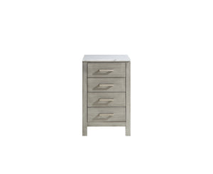 Lexora Jacques LJ322220DDSSCB 20" Side Cabinet in Distressed Grey with White Carrara Marble, Front View