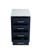 Load image into Gallery viewer, Lexora Jacques LJ322220EDSSCB 20&quot; Side Cabinet in Navy Blue with White Carrara Marble, Open Drawers