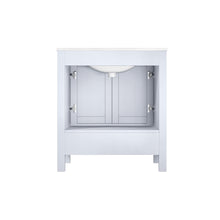 Load image into Gallery viewer, Lexora Jacques LJ342230SADS000 30&quot; Single Bathroom Vanity in White with White Carrara Marble, White Rectangle Sink, Back View