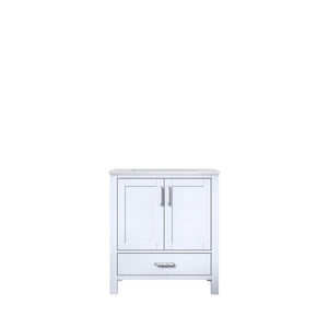 Lexora Jacques LJ342230SADS000 30" Single Bathroom Vanity in White with White Carrara Marble, White Rectangle Sink, Front View